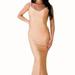 JESSICA ANGEL Jersey Gown With Long Ruffle Train In Peach - Brown