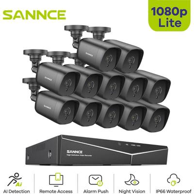 Sannce videoüberwachungsset 12NACHTSICHT wetterfeste kameras + 16CH 5-in-1DVR - 0TB hdd