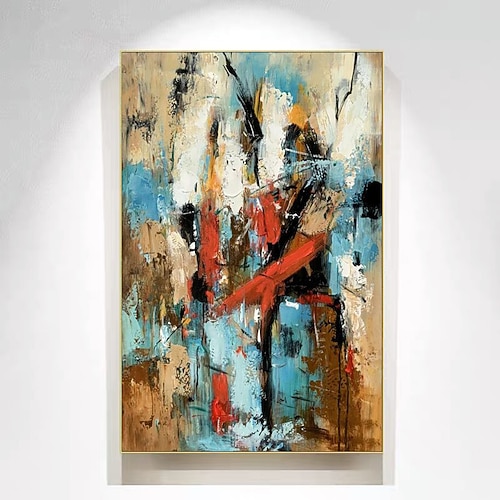 handgemaltes abstraktes Wandbild, Wohnzimmergemälde, originales abstraktes Gemälde, handgefertigt, extra großes Wandbild, Leinwand, buntes Gemälde für Zuhause, Büro, Geschenke Image