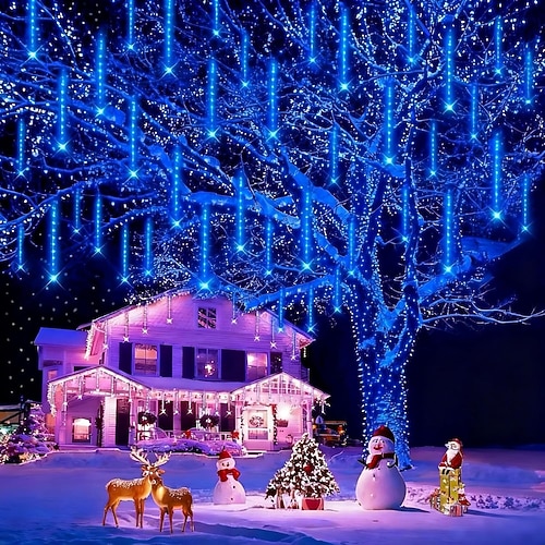 8-Röhren Meteorregenlichter fallende Regenscheinwerfer 50 cm 240 LEDs fallende Regentropfen-Eiszapfen-Lichter für Außenpatio Garten Bäume Halloween-Dekoration Hochzeitsdekoration Image