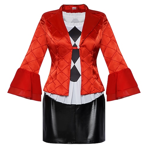 Buchwoche 2026 Narr Harley Quinn Outfits Cosplay-Kostüm for Damen Erwachsene Halloween Karneval Party Leistung Image