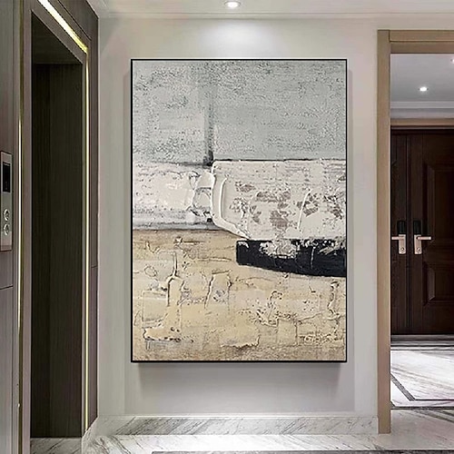 Gemälde weiß Wabi-Sabi Malerei handbemalt blau weiß strukturierte Malerei weiß Wabi-Sabi Wandkunst neutral minimalistische Wandkunst schwarz strukturierte Leinwand Kunst neutrale Wand-Dekor Image