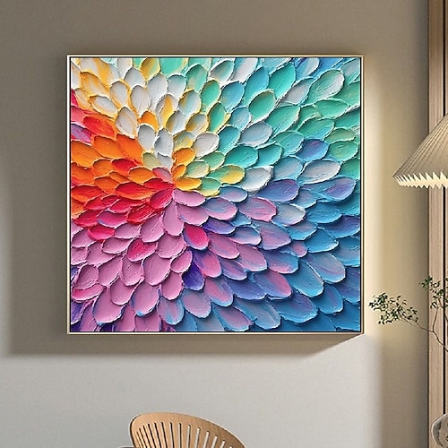 Original strukturiertes Blumenölgemälde auf Leinwand große Wandkunst abstrakte minimalistische Kunst individuelle Malerei bunte Wanddekoration Wohnzimmerkunst Image