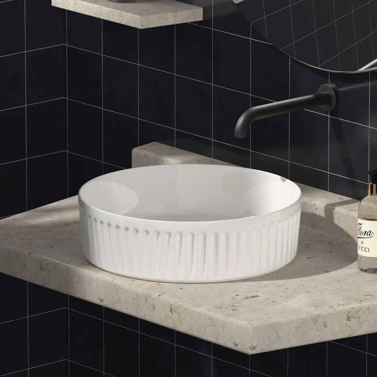 Randolph Morris Vertical Porcelain Fluted Vessel Sink RMM4140-WH