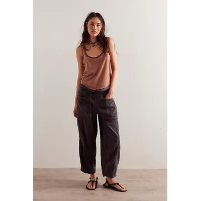 We The Free Silverton Pull-On Barrel Jeans at Free People in Smokescreen, Size: Large