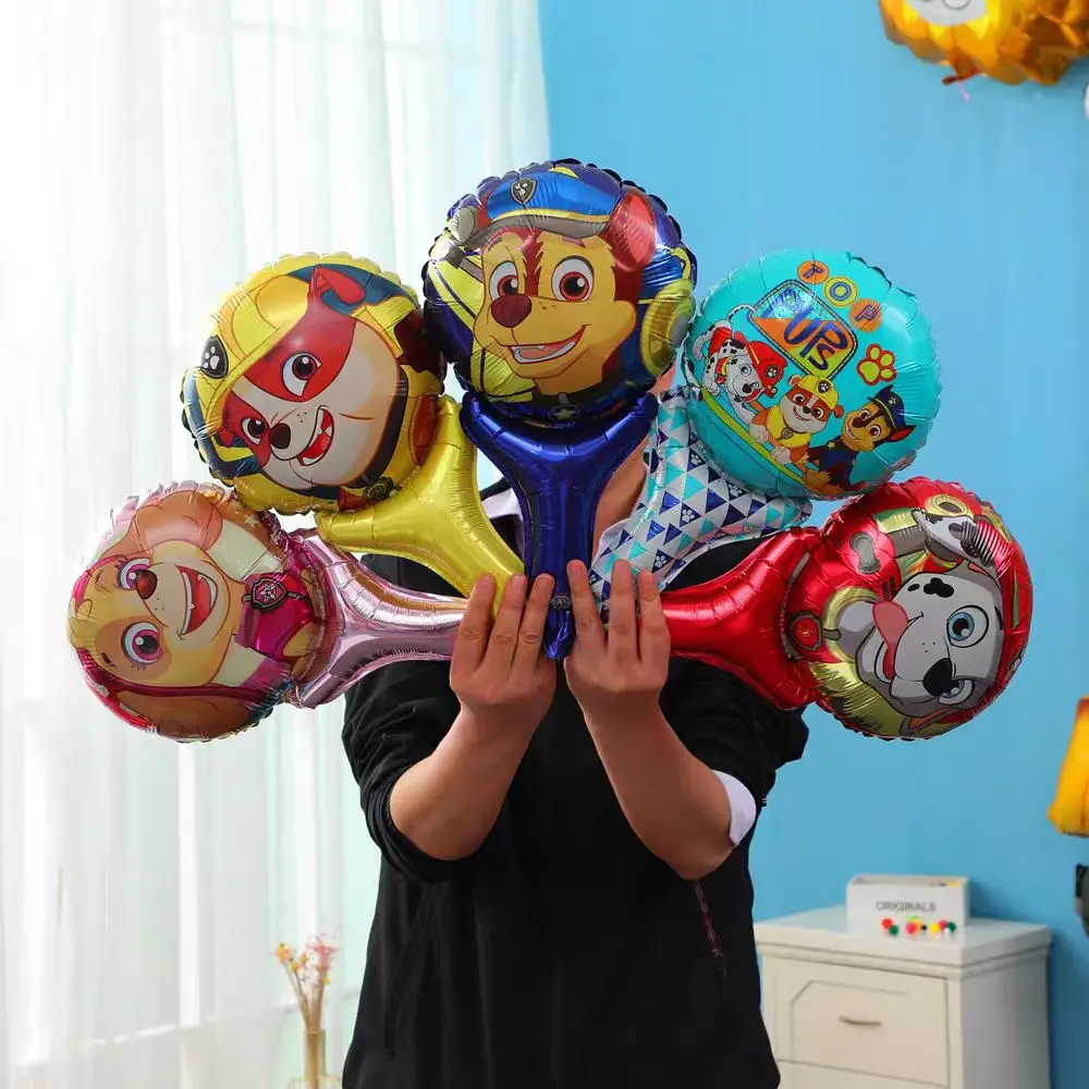 10Pcs 25*35Cm Paw Patrol Hand Stick Folie Ballons Globals Cartoon Hund Streifen Bälle Sids Junge geburtstag Party Aufblasbare Spielzeug Geschenk Image