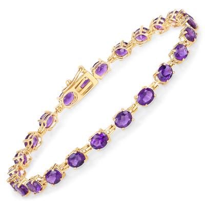 Armband VIRA JEWELS "925-Sterling Silber vergoldet Glänzend Amethyst lila", gelb (gelb, lila), Armbänder, Damen, 19cm, Silber 925 (Sterlingsilber), glänzend Image