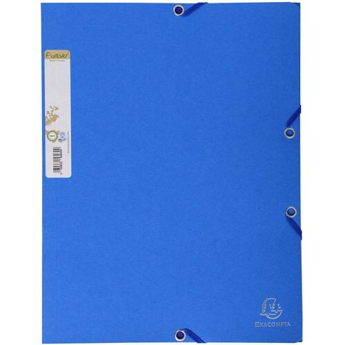 Exacompta Sammelmappe mit 3 Klappen und Gummizug und Rückenetikett aus Recycling-Karton zweifarbig 380g/qm Forever, 24x32cm für DIN A4 Image