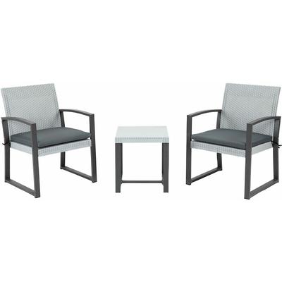 Polyrattan Bistroset 3-tlg. Sitzgruppe Balkonmöbel Set Gartensitzgruppe mit Beistelltisch Gartenset Image