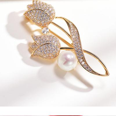 Women's Brooches Flower Shape Stylish Brooch Jewelry Golden White For Fall Wedding Daily