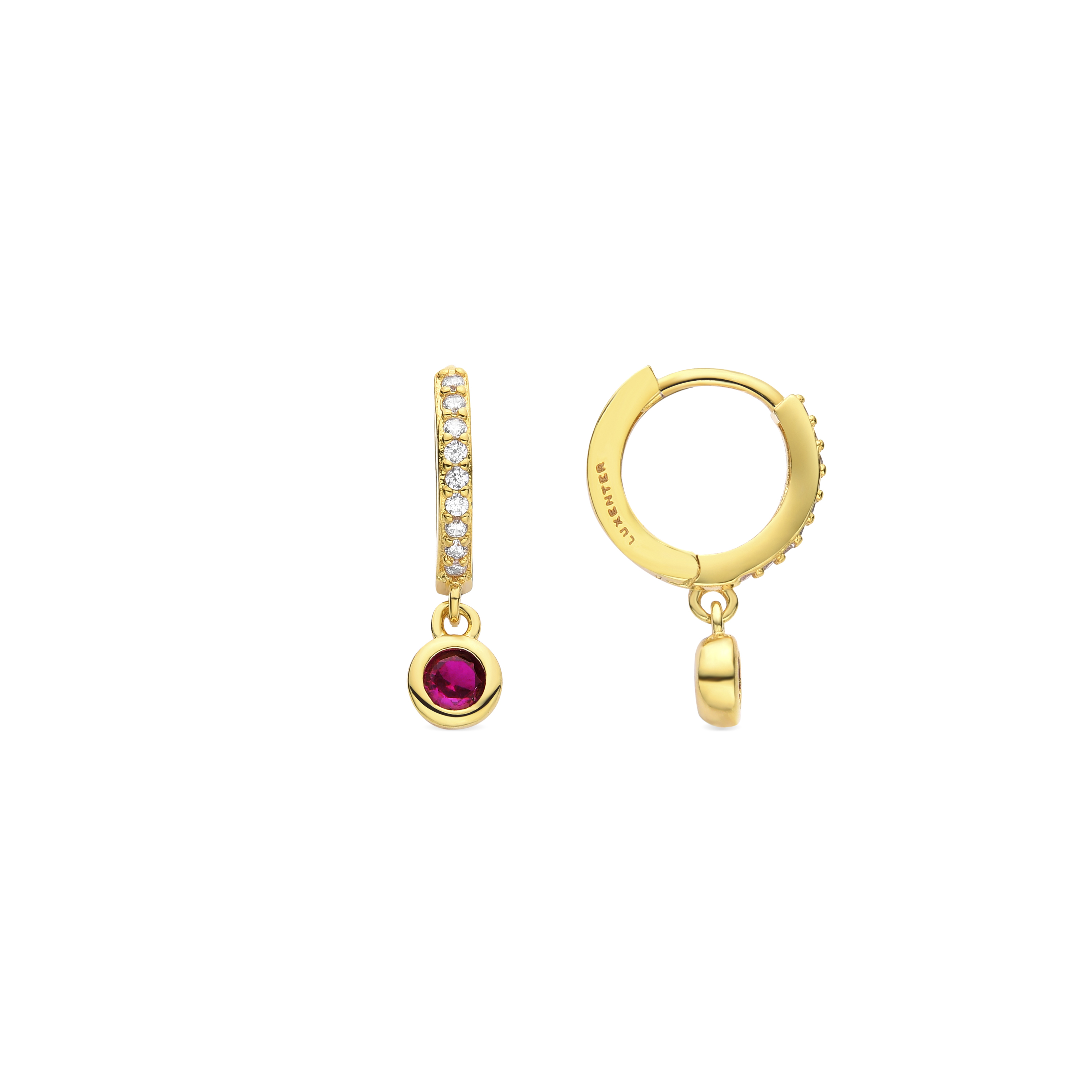 Luxenter Warlah-Zirkonia-Rubin-Ohrringe aus 18 Karat Gelbgold Image