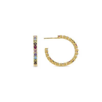 Luxenter Ohrringe aus 925er Sterlingsilber mit mehrfarbigen Zirkonias in 18K Gelbgold - Vyamba Image