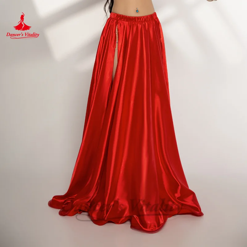 Jupe de Costume de danse du ventre pour femmes, jupe longue fendue en Satin, personnalisée, pour adultes et enfants, vêtements de danse du ventre orientale