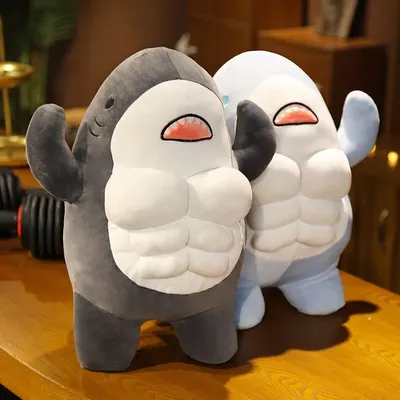 40CM Muscle Shark Plush Doll Cute Worked Out Shark Stuffed Cartoon Toys Strong Animal Pillow For