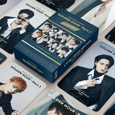 KPOP ATEEZ 55pcs/set New Album 10TH MINI ALBUM GOLDEN HOUR : Part.1LOMO Card Gift Collector Card