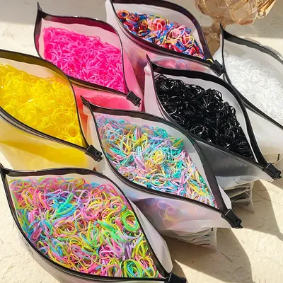 500Pcs Girls Colourful Disposable Rubber Band Elastic Hair Bands Headband Children Ponytail Holder
