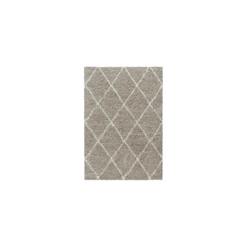 Carpetsale24 Hochflor Teppich Rauten Design Flauschiger Langflor Wohnzimmerteppich, Beige, 120 x 170 cm