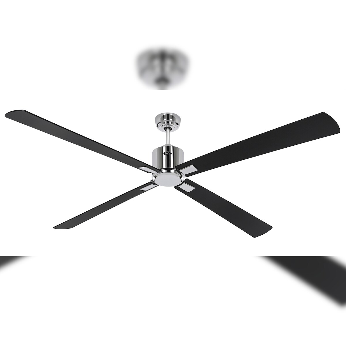 Deckenventilator mit WLAN CasaFan ECO NEO III 180 cm 948410 W Motor aus gebürstetem Chrom / Wendeflügel in Schwarz und Teakholz Image