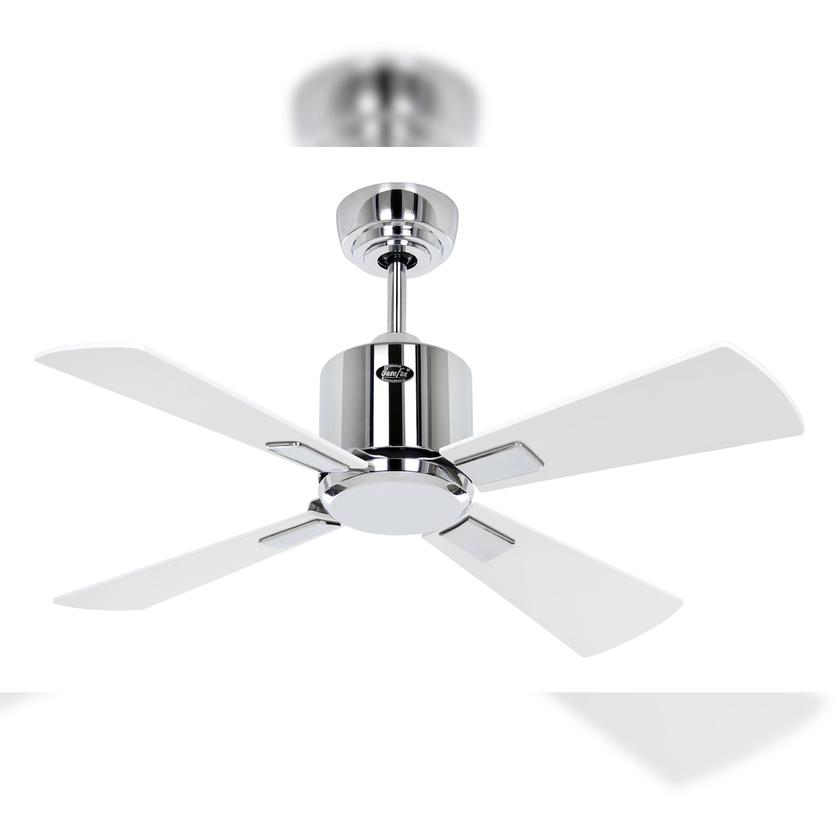 CasaFan 948031W ECO NEO III 92 cm Deckenventilator mit WIFI-Motor aus gebürstetem Chrom / hellgrauen und weißen Wendeflügeln Image