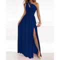 Femme robe longue Robe de bal robe soirée Robe Évasée Robe vert émeraude Elégant Soirée Romantique Vacances Soirée robe demoiselle d honneur Mince Floral Couleur monochrome Sans Manches Une Epaule