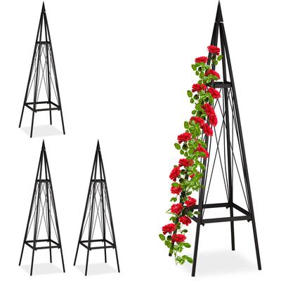 4 x Rankhilfe, eckig, freistehend, Rosen, Tomaten, Wein, Garten, wetterfest, Eisen Rankobelisk, h: Image
