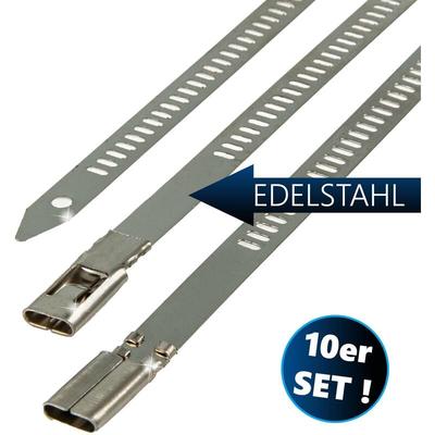 MASTERPROOF PROFESSIONAL Edelstahl Kabelbinder, 7 x 200 mm, 10-teilig, rostfrei und hitzebeständig Image
