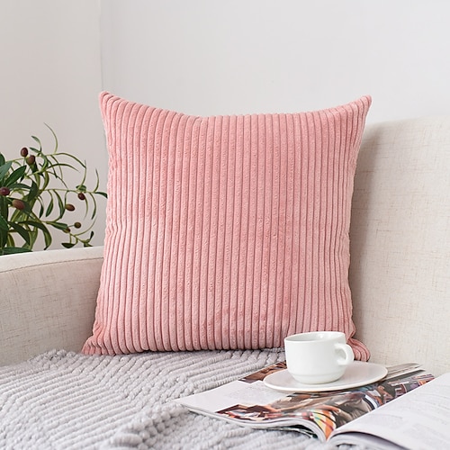 nordischer einfarbiger Cord-Kissenbezug fürs Büro, weiches Kissen ohne Kern, Heim-Wohnzimmer-Sofa-Dekor, grün, orange, rosa, blau Image