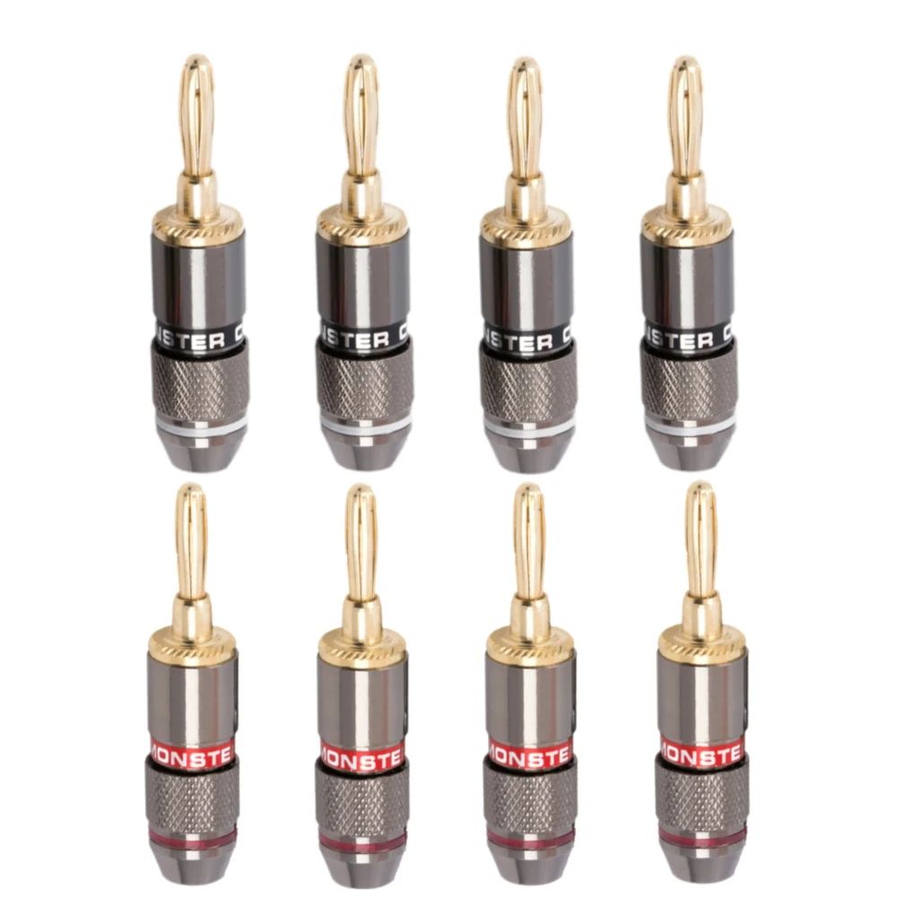 8Pcs 4mm Banana Plug 24K Gold Plated Pure Monster Copper Speaker Adapter Screw Plugs Audio Connectors