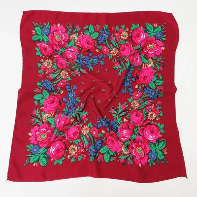 Pareo Russian Scarf Ethnic Handkerchief Hijab Shawl Headscarf Women Luxury Square Ukrainian Floral