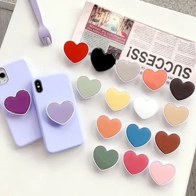 2024 Heart Shaped Phone Socket Holder Finger Grip Bracket Support Telephone for IPhone 15 14 13
