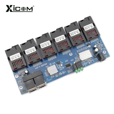 100/1000M Ethernet Optical Fiber Media Switch Converter Gigabit 6*Fiber Port 2*RJ45 Port FTTH