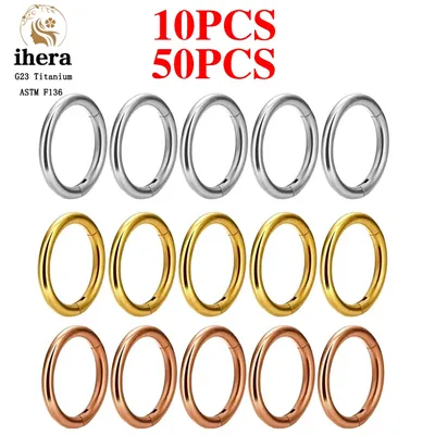 10/50PCS G23 Titanium Nose Ring For Women Piercing Jewelry Round Earring Hoop 16/18/20G Ear Tragus
