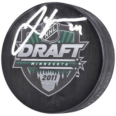 Jamie Oleksiak Seattle Kraken signierter Hockeypuck mit Logo des NHL Draft 2011 Image
