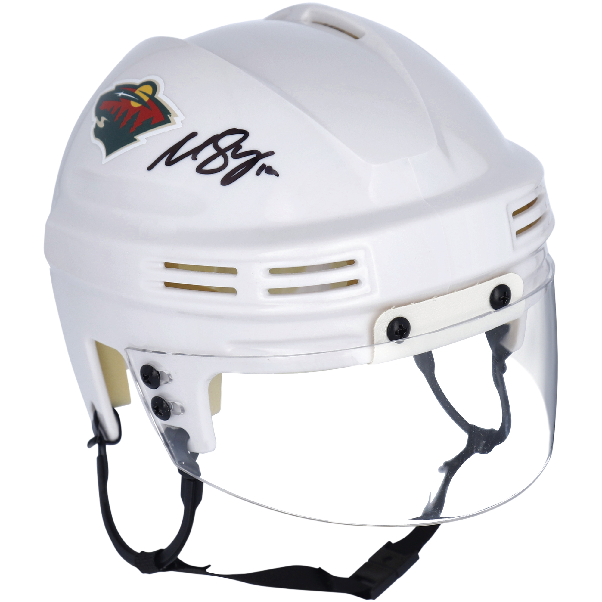 Matthew Boldy Minnesota Wild signierter weißer Minihelm Image