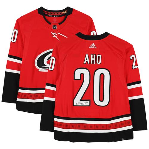 Sebastian Aho – Autogramm vom Carolina Hurricanes – Rotes authentisches Adidas-Trikot