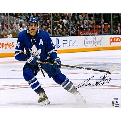 Autogrammfoto von Auston Matthews von den Toronto Maple Leafs (16 x 20 Zoll) in blauem Trikot