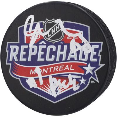 Juraj Slafkovsky Montreal Canadiens signierter französischer Hockeypuck mit NHL-Draft-Logo 2022 und Aufschrift „#1 Pick“ Image