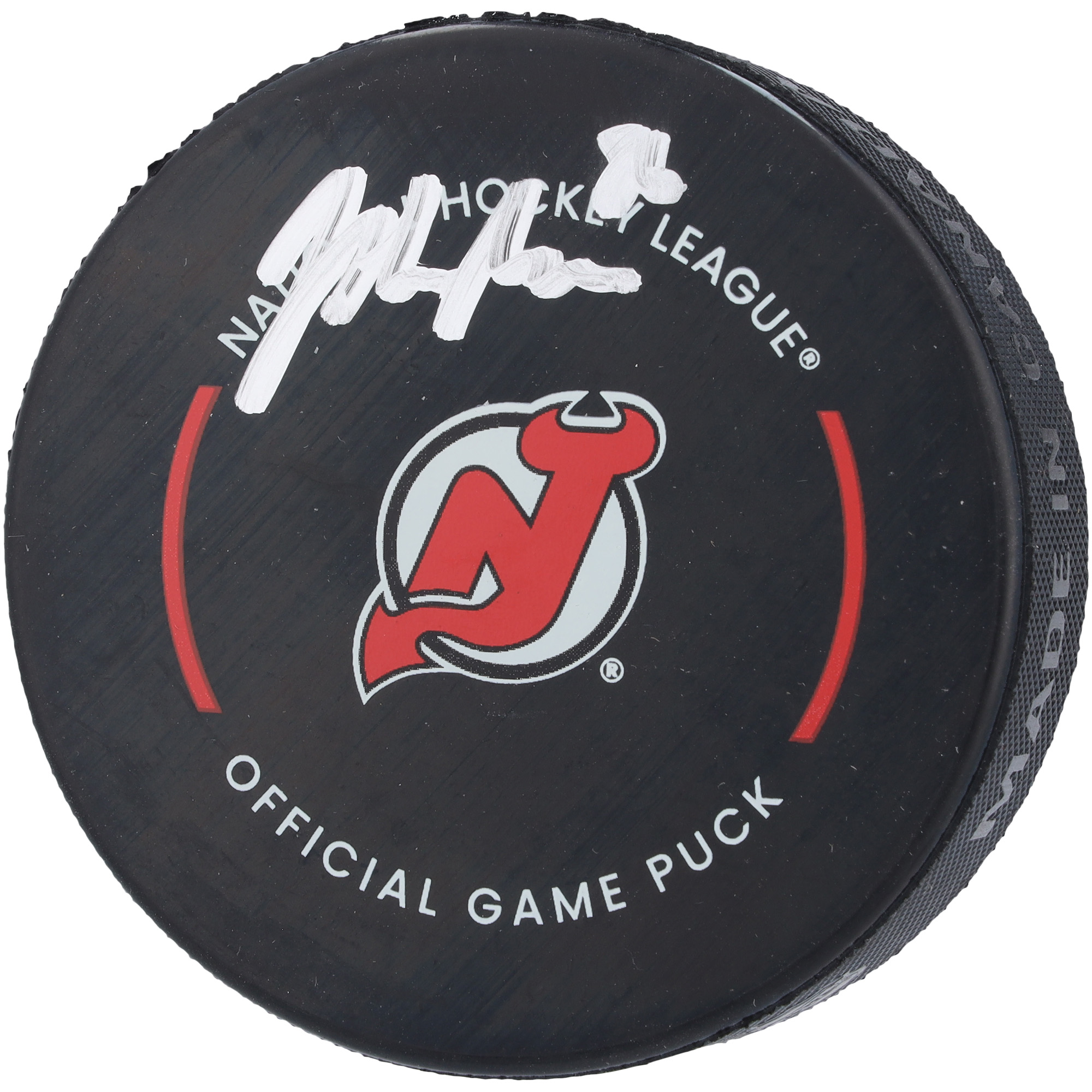 Von Jack Hughes signierter offizieller Spielpuck der New Jersey Devils Image