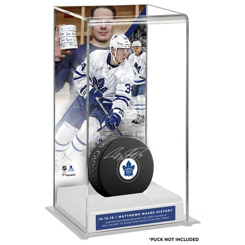 Auston Matthews Toronto Maple Leafs - NHL-Debüt mit vier Toren - Deluxe Tall Hockey Puck Case