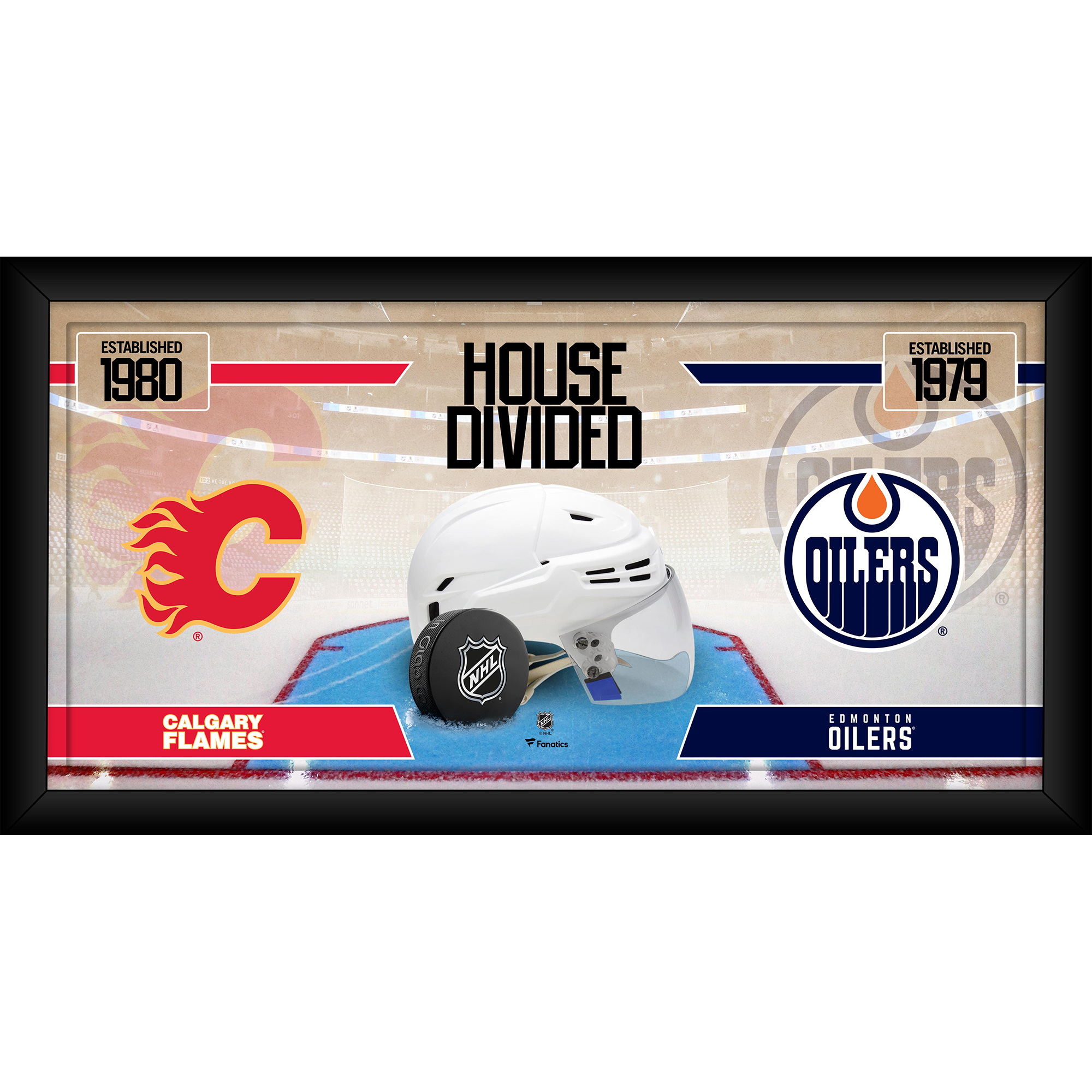 Calgary Flames vs. Edmonton Oilers Gerahmte 10" x 20" Haus geteilte Hockey-Collage Image