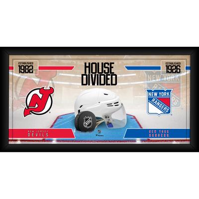 New Jersey Devils vs. New York Rangers Gerahmte 10" x 20" Haus geteilte Hockey-Collage Image