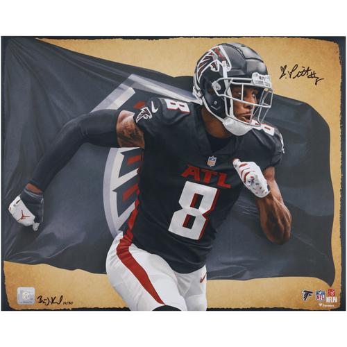 Kyle Pitts Atlanta Falcons Autogramm-Fotodruck, 40,6 x 50,8 cm – Kunst von Brian Konnick – Limitierte Auflage von 50 Stück