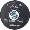 "Jordan Eberle Seattle Kraken Autographed Hockey Puck with ""Release The Kraken"" Inscription"