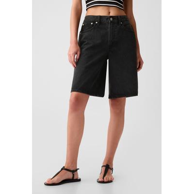Gap Womens Black Mid Rise Longline Denim Shorts - Black