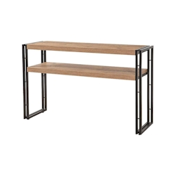 Dmora Konsolentisch Dmazzarr, Ausziehbarer Mehrzwecktisch, Eingangskonsole, Regal mit Erweiterungen, 140x35h80 cm, Eiche und Schwarz Image