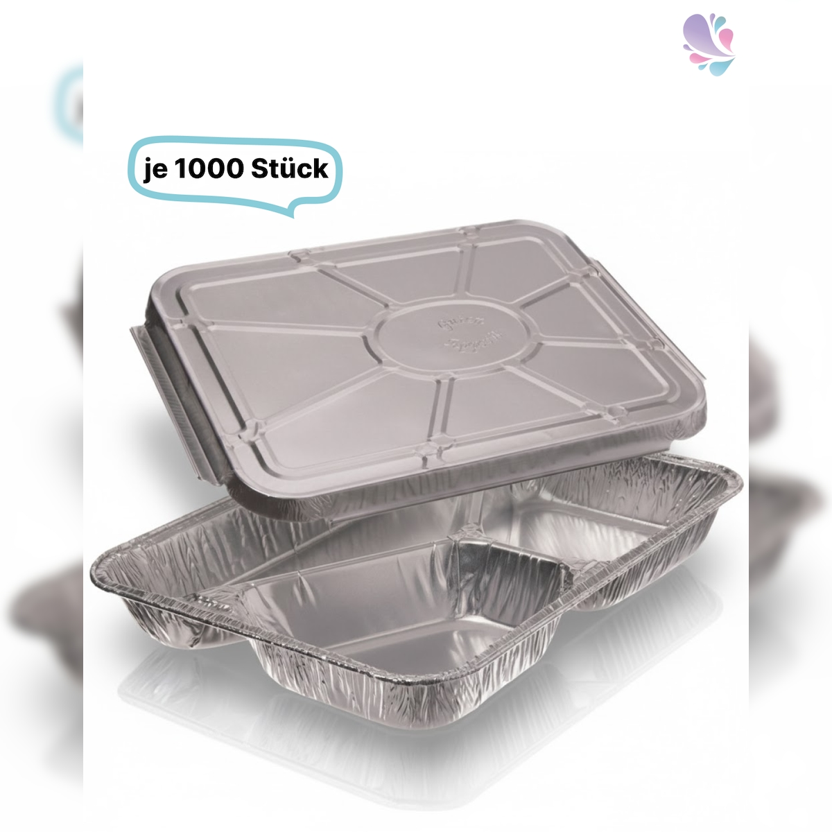 Blanc HYGIENIC SET: Alu-Schale + Deckel, Menüschale, 760- 930 ml, rechteckig, 1000 Stk, 22,7 x 17,7 x 3 cm, robust Image