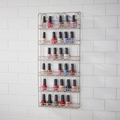 Scroll Nail Polish Organizer by BrylaneHome in Brushed Nickel