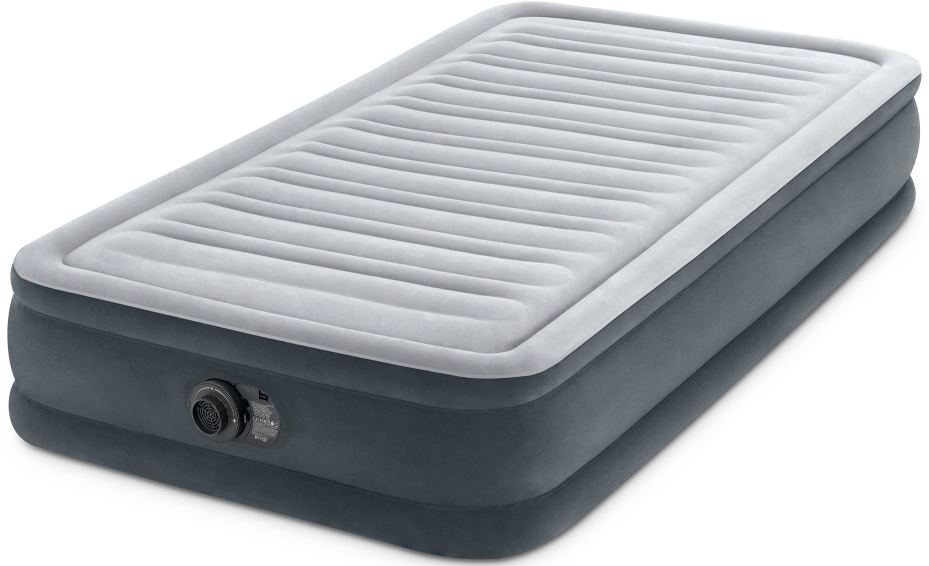 Luftbett INTEX "DuraBeam ComfortPlushMidRise mit 220V Pumpe" Gr. 99, grau (anthrazit), Luftbetten, B/H/L: 99cm x 33cm x 191cm, Kunstfaser, PVC, B:99cm H:33cm L:191cm Image
