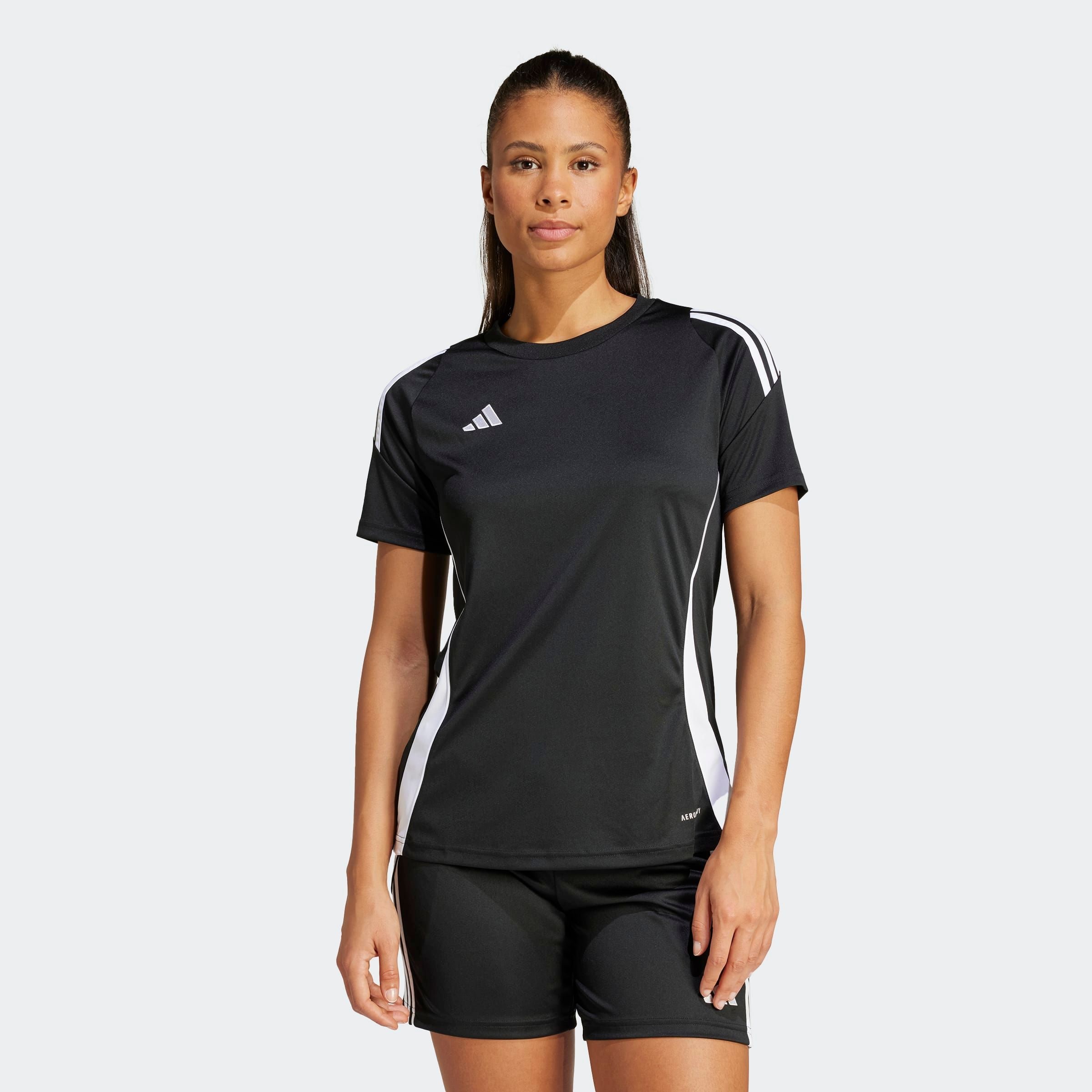 Fußballtrikot ADIDAS PERFORMANCE "TIRO24 JSYW", Damen, Gr. S, schwarz-weiß (schwarz, weiß), Obermaterial: 100% Polyester, Rundhals, Trikots Fußballtrikot