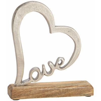 Holz Aufsteller Herz 20 cm - LOVE - Mango Tisch Fenster Deko silber Hochzeit